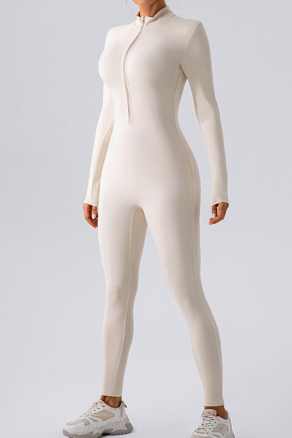 Half Zip Mock Neck Active Jumpsuit - Body Central Store