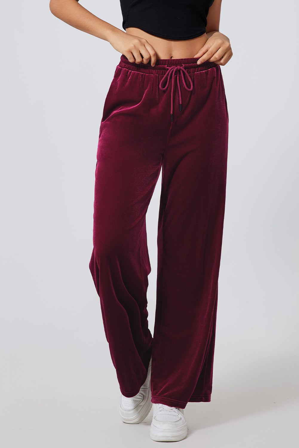 Drawstring Wide Leg Active Pants - Body Central Store