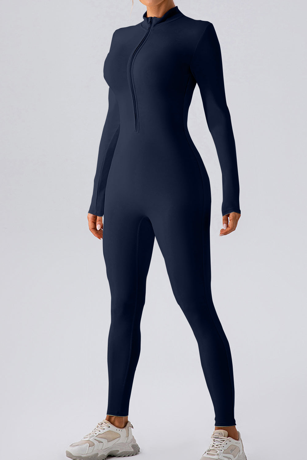 Half Zip Mock Neck Active Jumpsuit - Body Central Store