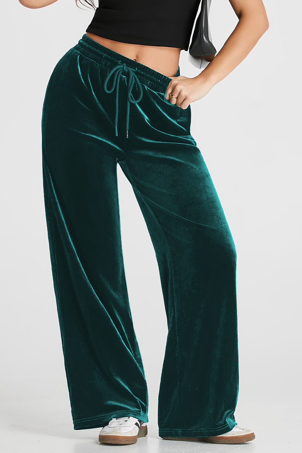 Drawstring Wide Leg Active Pants - Body Central Store