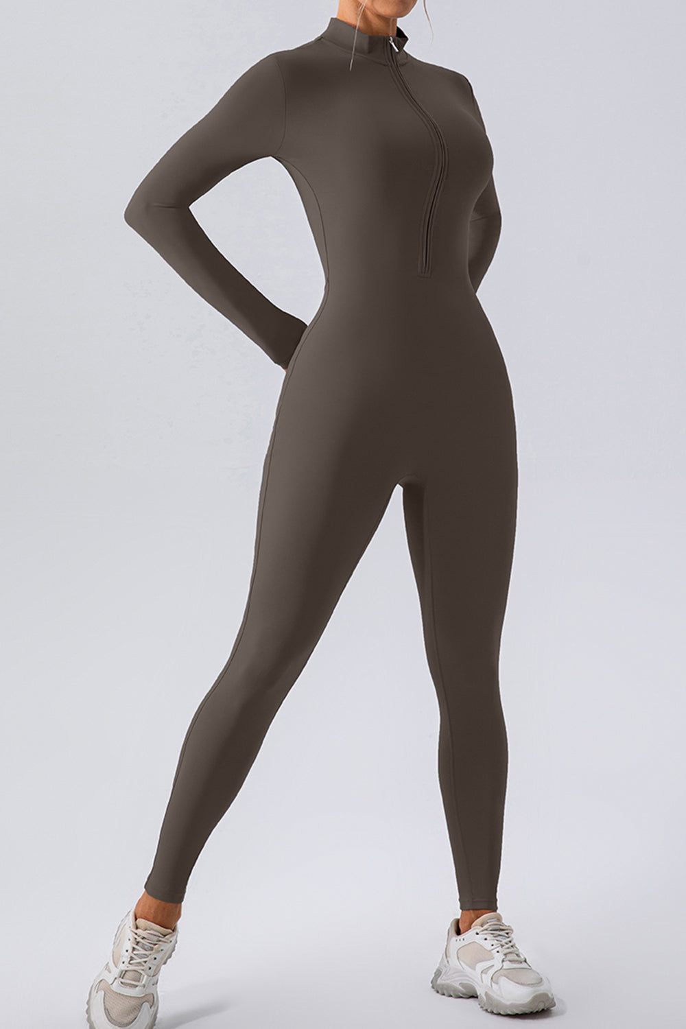 Half Zip Mock Neck Active Jumpsuit - Body Central Store