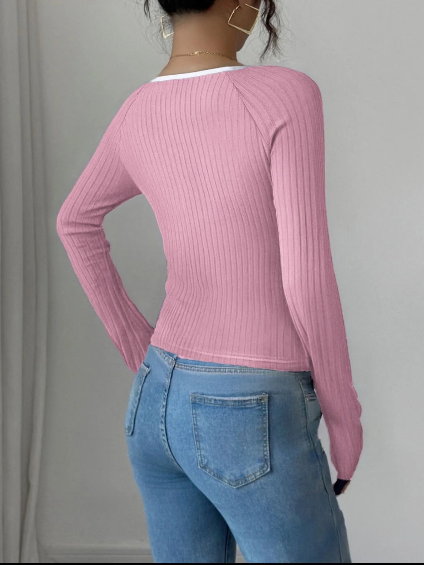 Contrast Trim Long Sleeve T-Shirt | Body Central