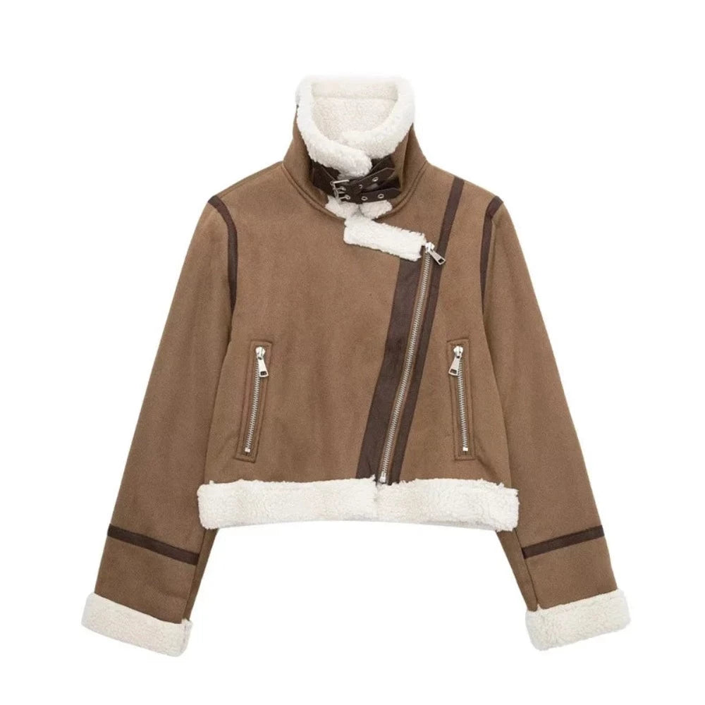 Faux Fur Fleece Lamb Wool Thickened Outwear Jacket - Body Central Store