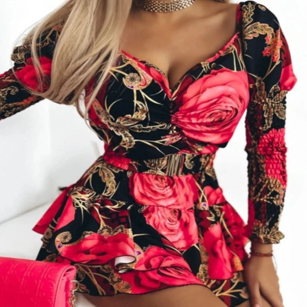 Floral Shirred Layered Elegant Evening Party Dress | Body Central