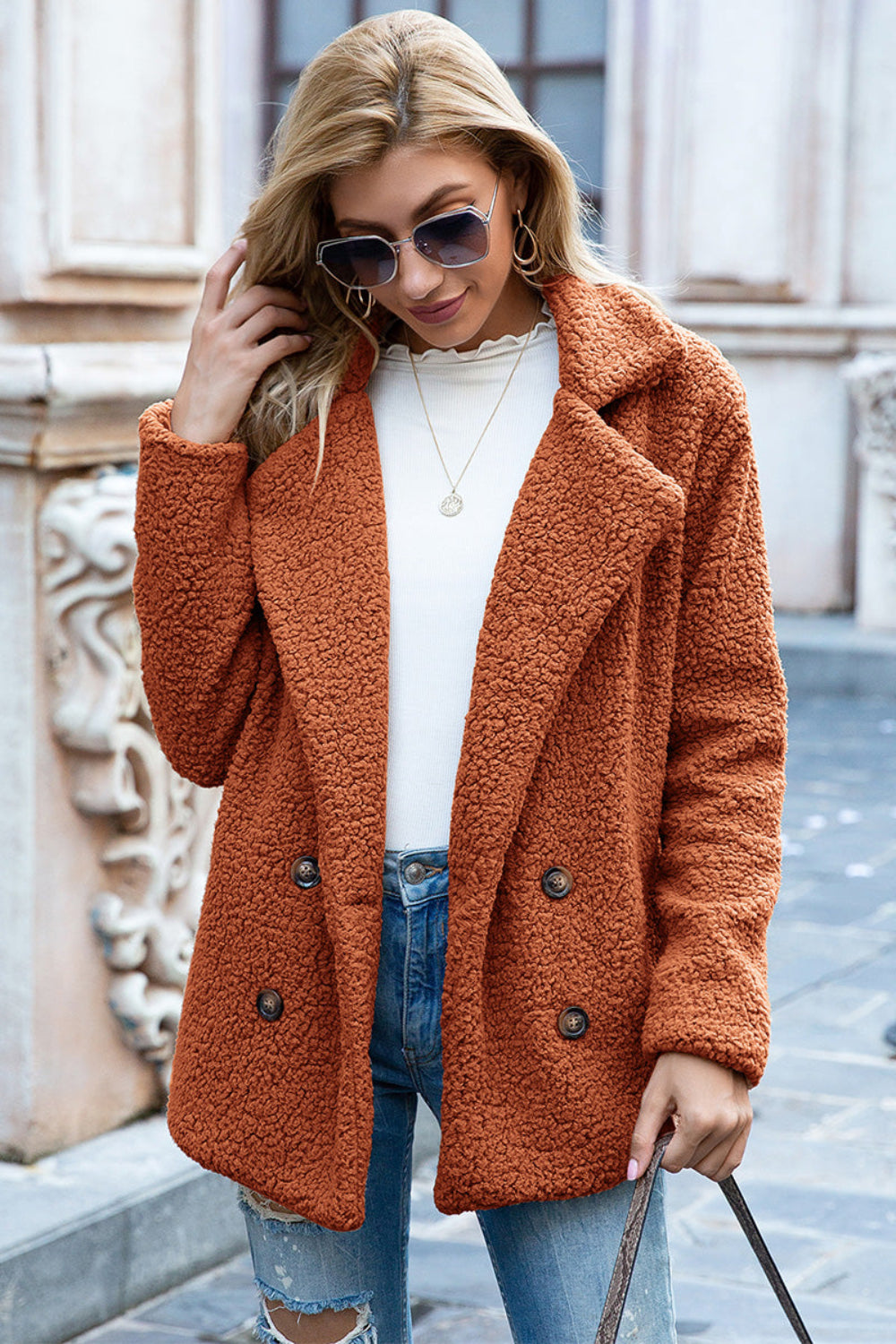 Lapel Collar Sherpa Coat | Body Central