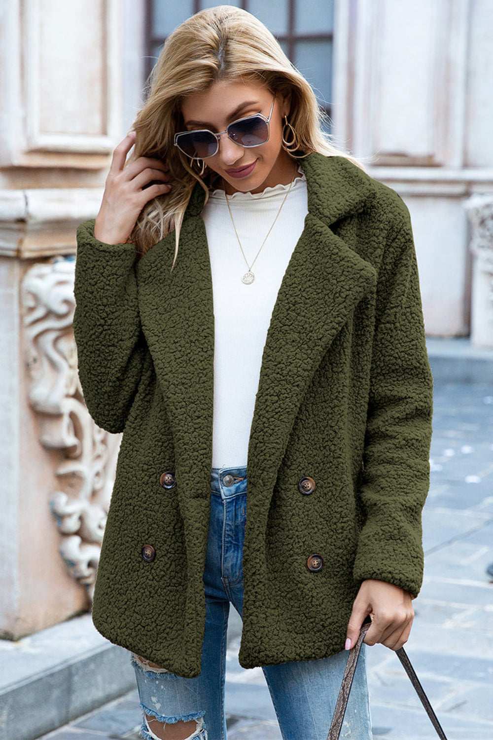 Lapel Collar Sherpa Coat | Body Central