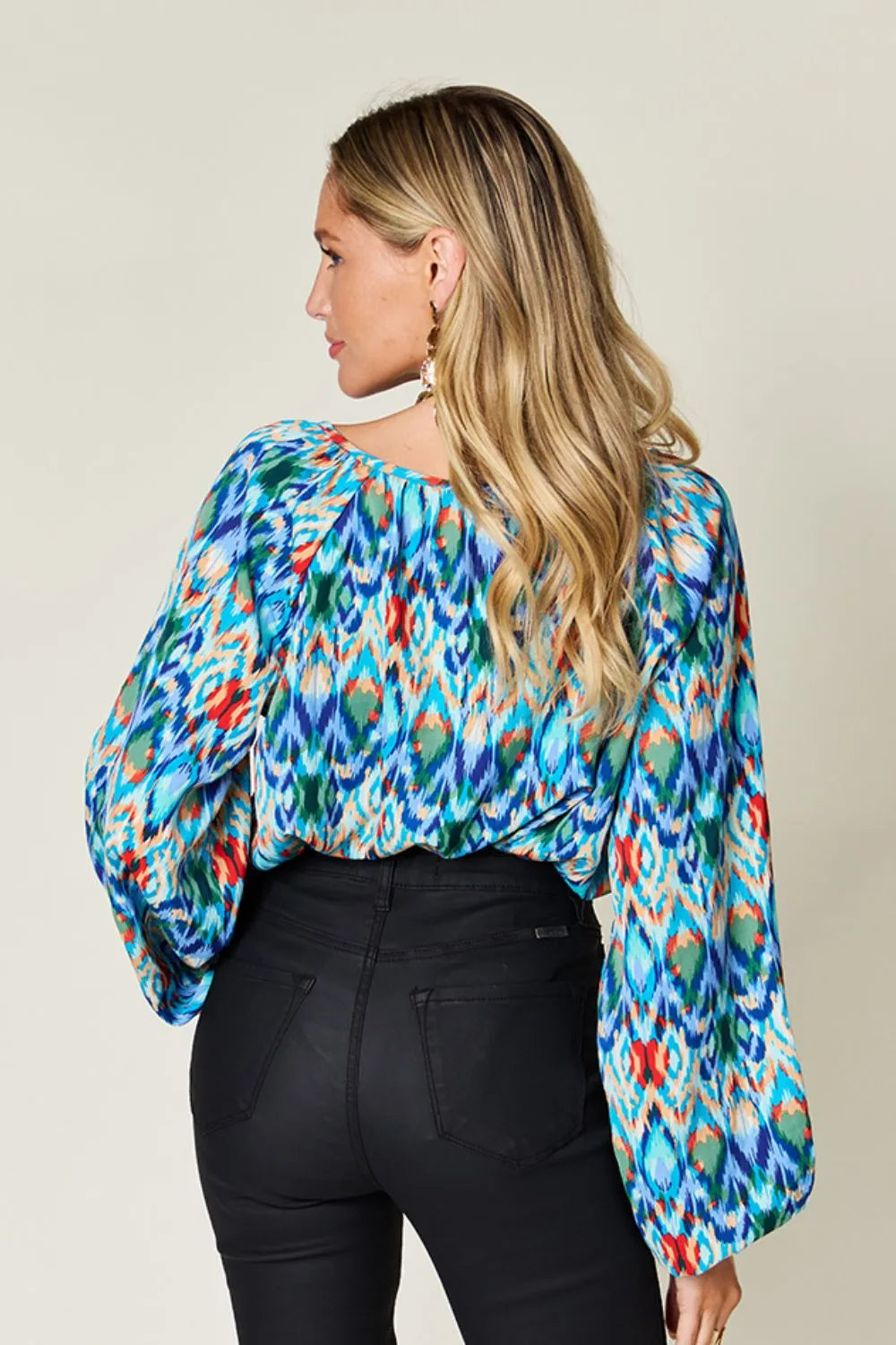 Printed Balloon Sleeve Blouse | Body Central