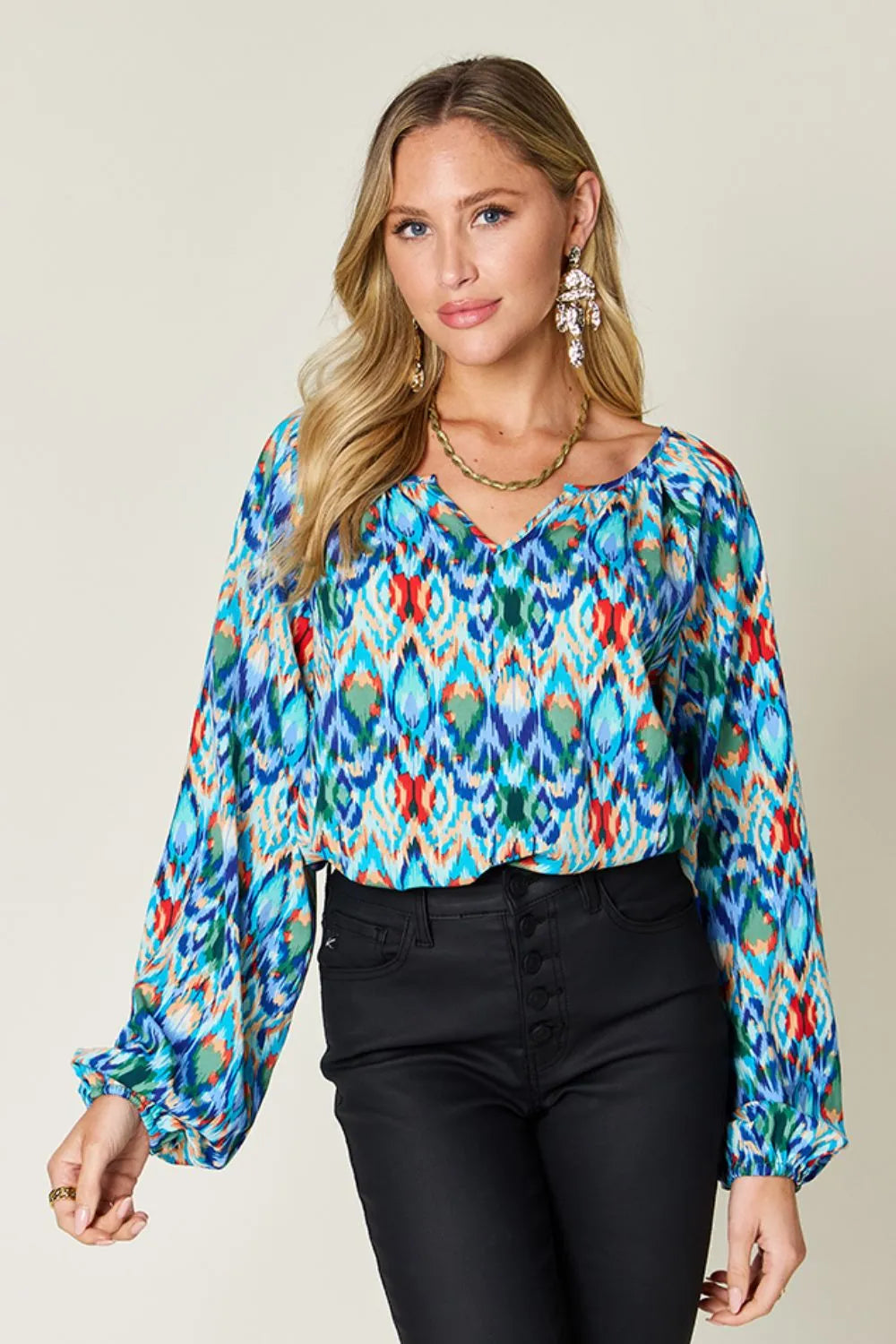 Printed Balloon Sleeve Blouse | Body Central