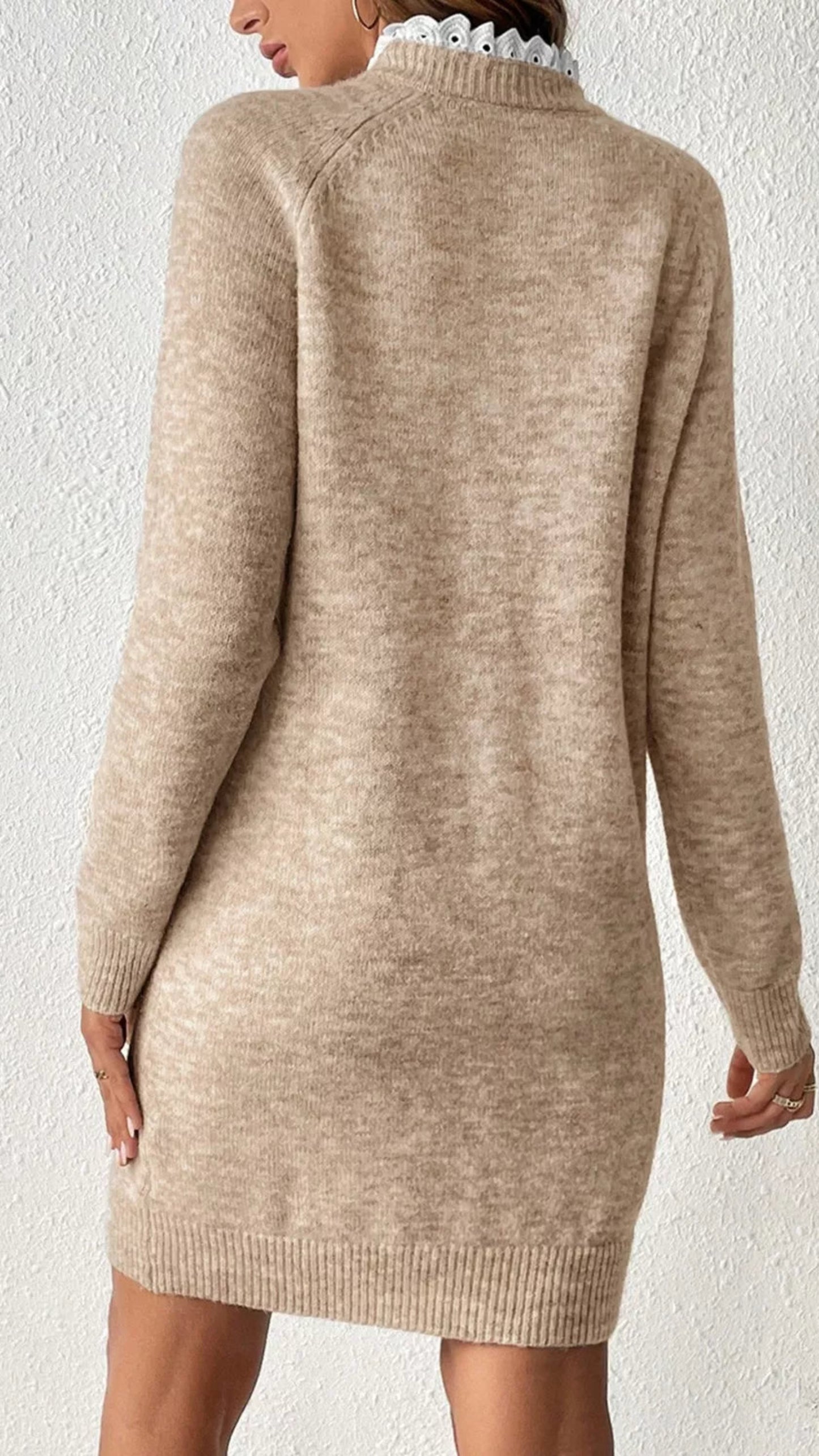 Ribbed Hem Raglan Sleeve Sweater Dress