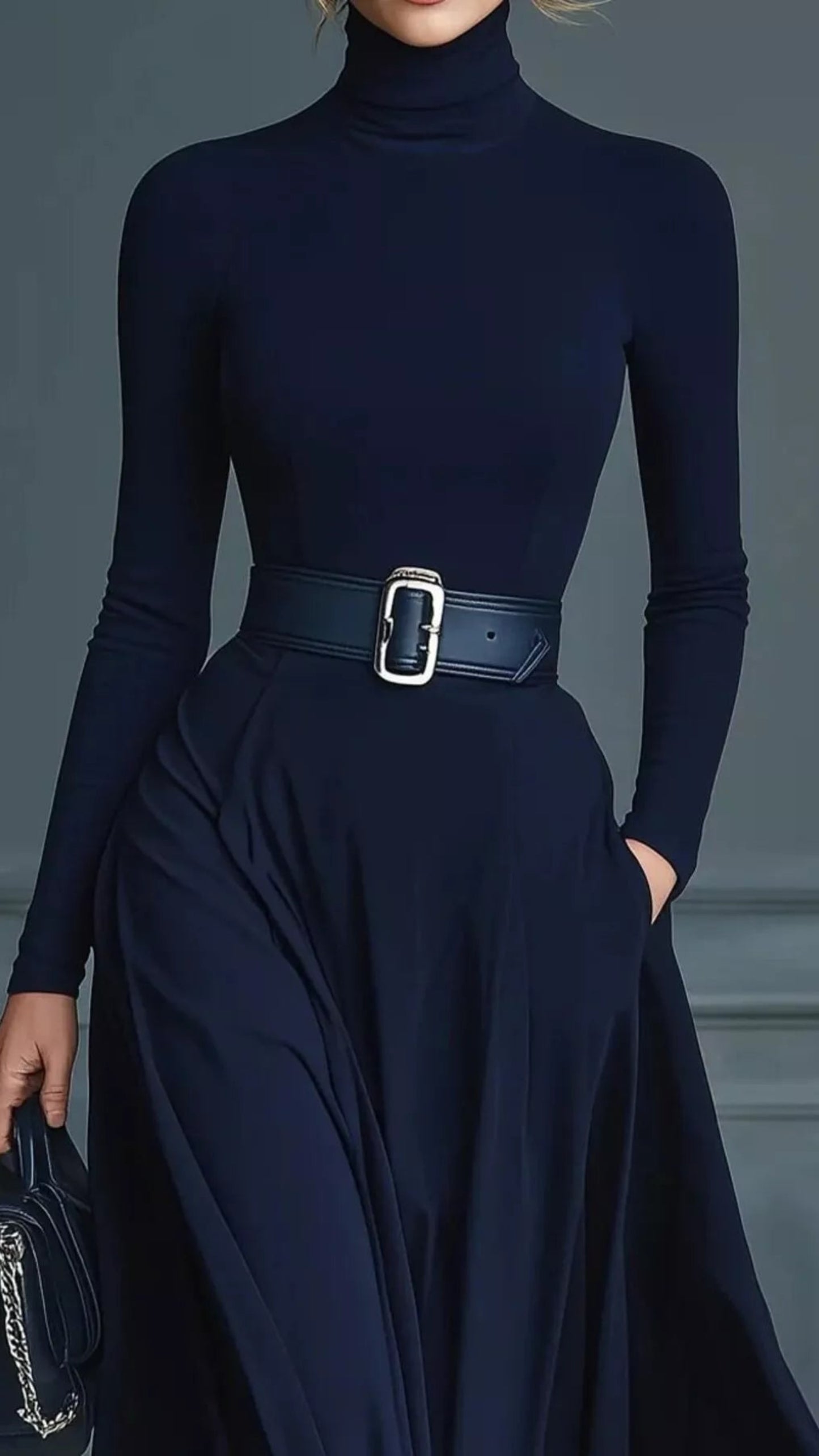Turtleneck Long Sleeve Maxi Dress | Body Central
