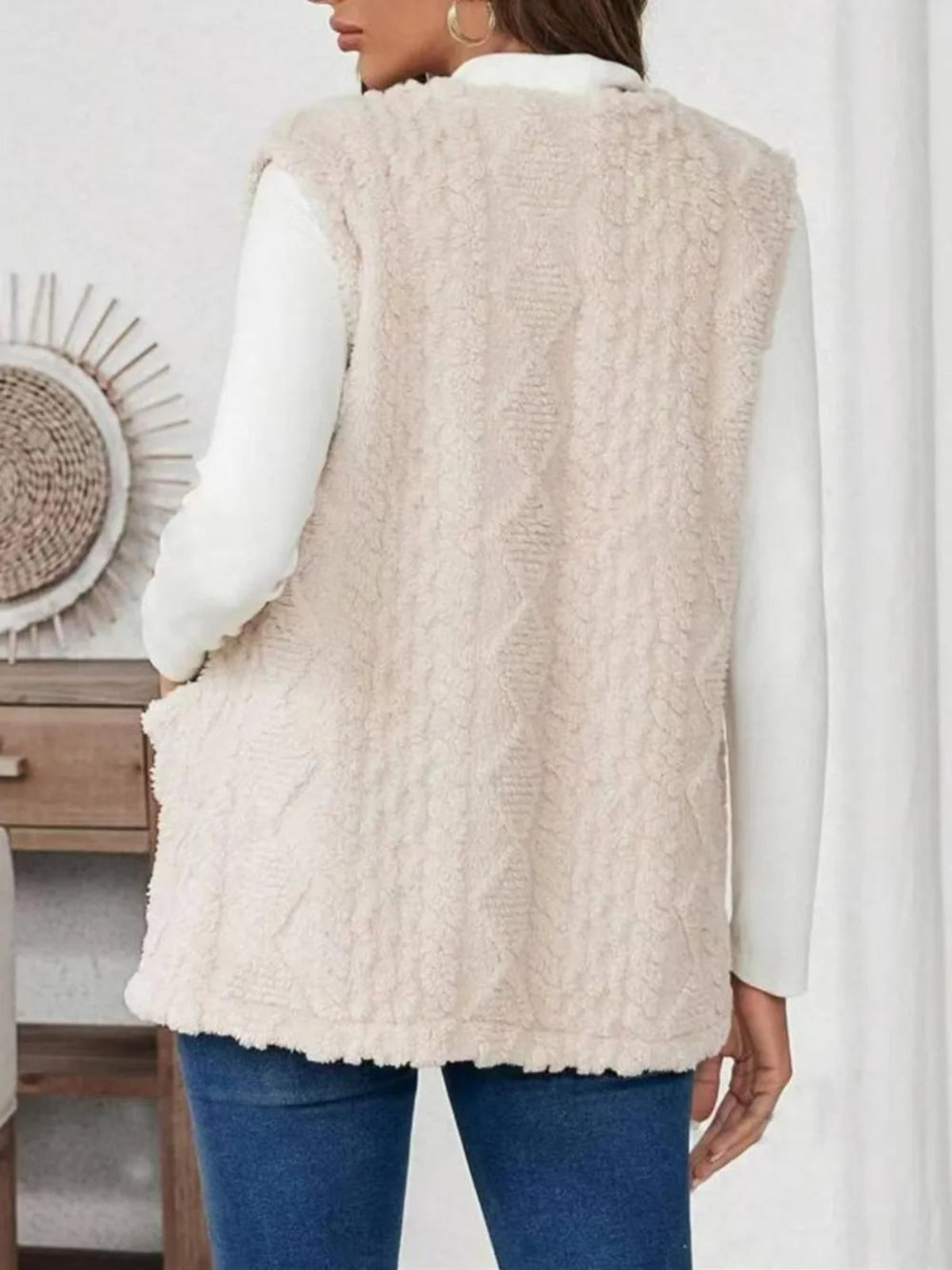 Women's Fuzzy Open Front Vest with Pockets