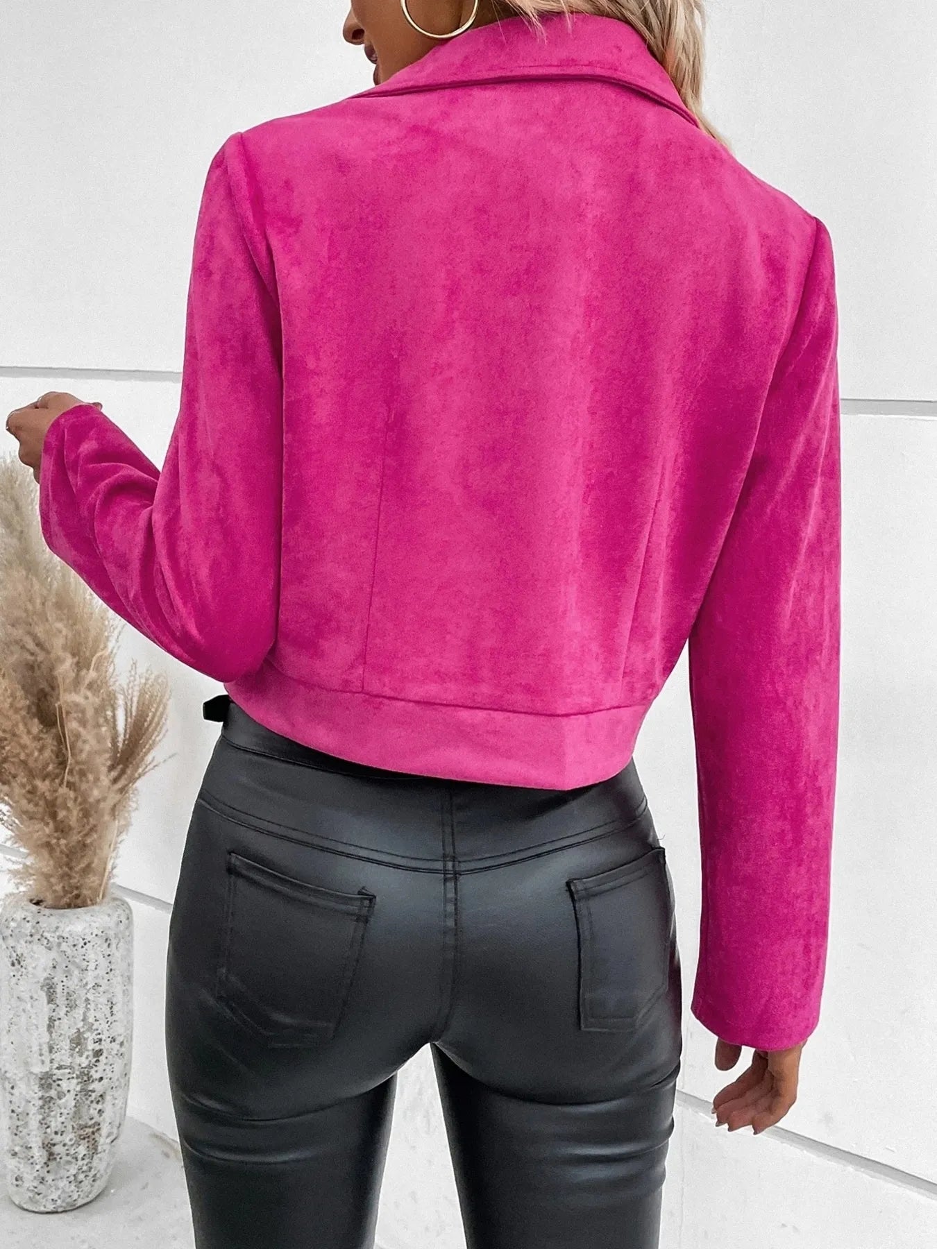 Zip Up Suede Cropped Moto Jacket | Body Central