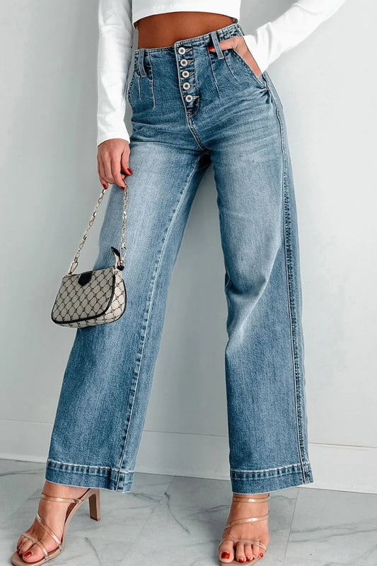 Button Fly High Waist Jeans - Body Central