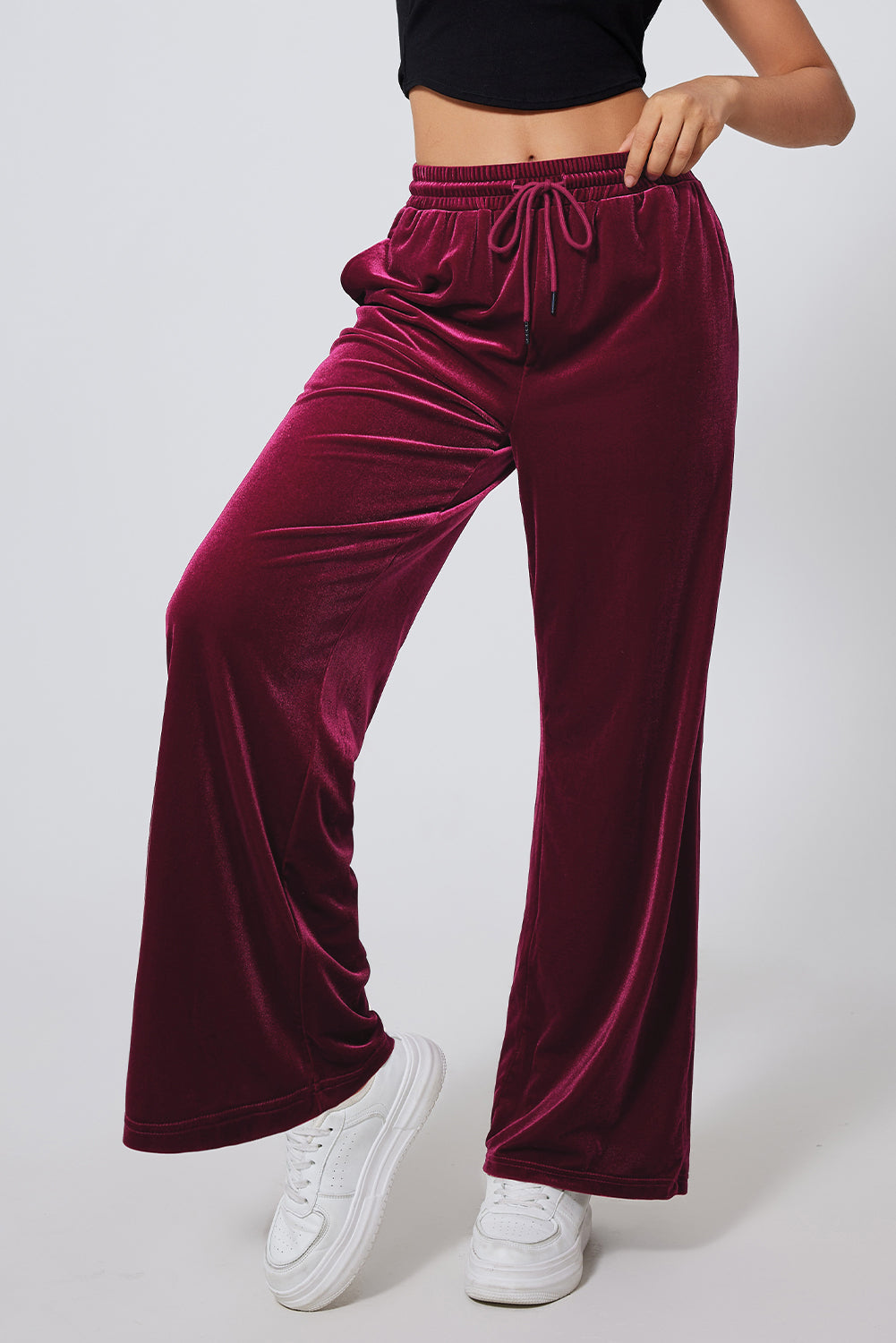 Drawstring Wide Leg Active Pants - Body Central Store