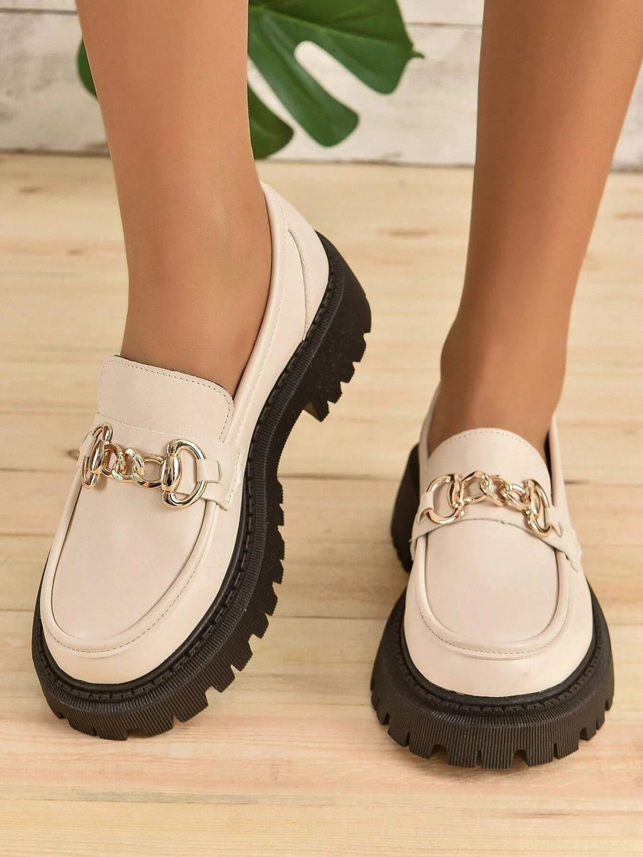 Chain Decor Flatform Loafers - Body Central
