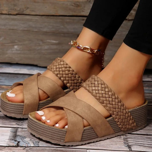 Crisscross Open Toe Platform Sandals - Body Central