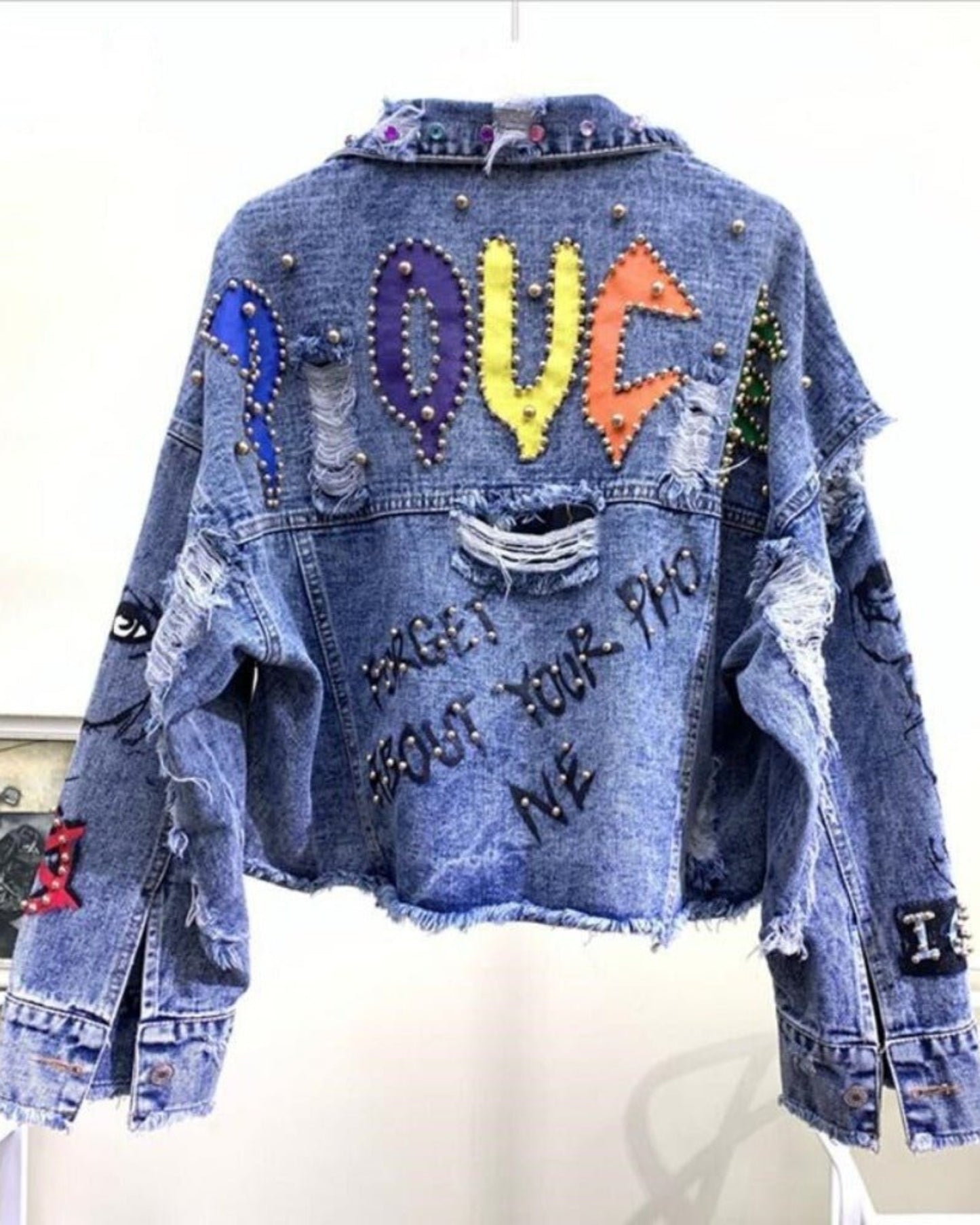 Denim Graffiti Rivet Girl Outerwear Jacket - Body Central