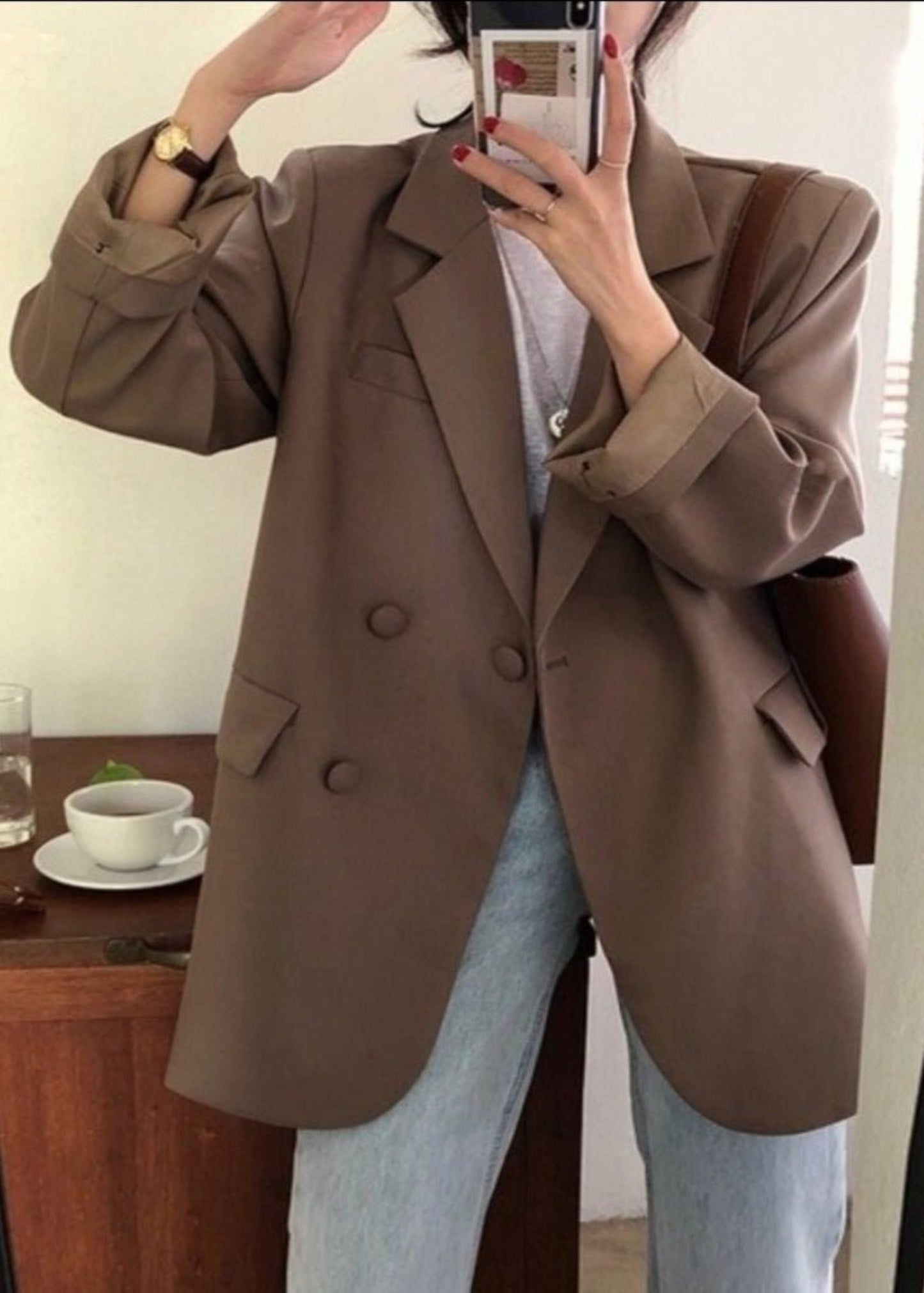 Double Breasted Thin Pockets Blazer - Body Central