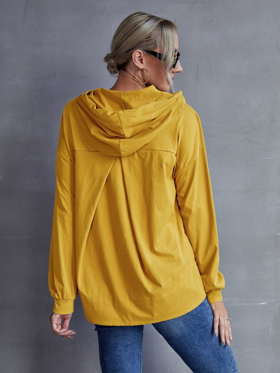 Drawstring Pocketed Dropped Shoulder Hoodie - Body Central