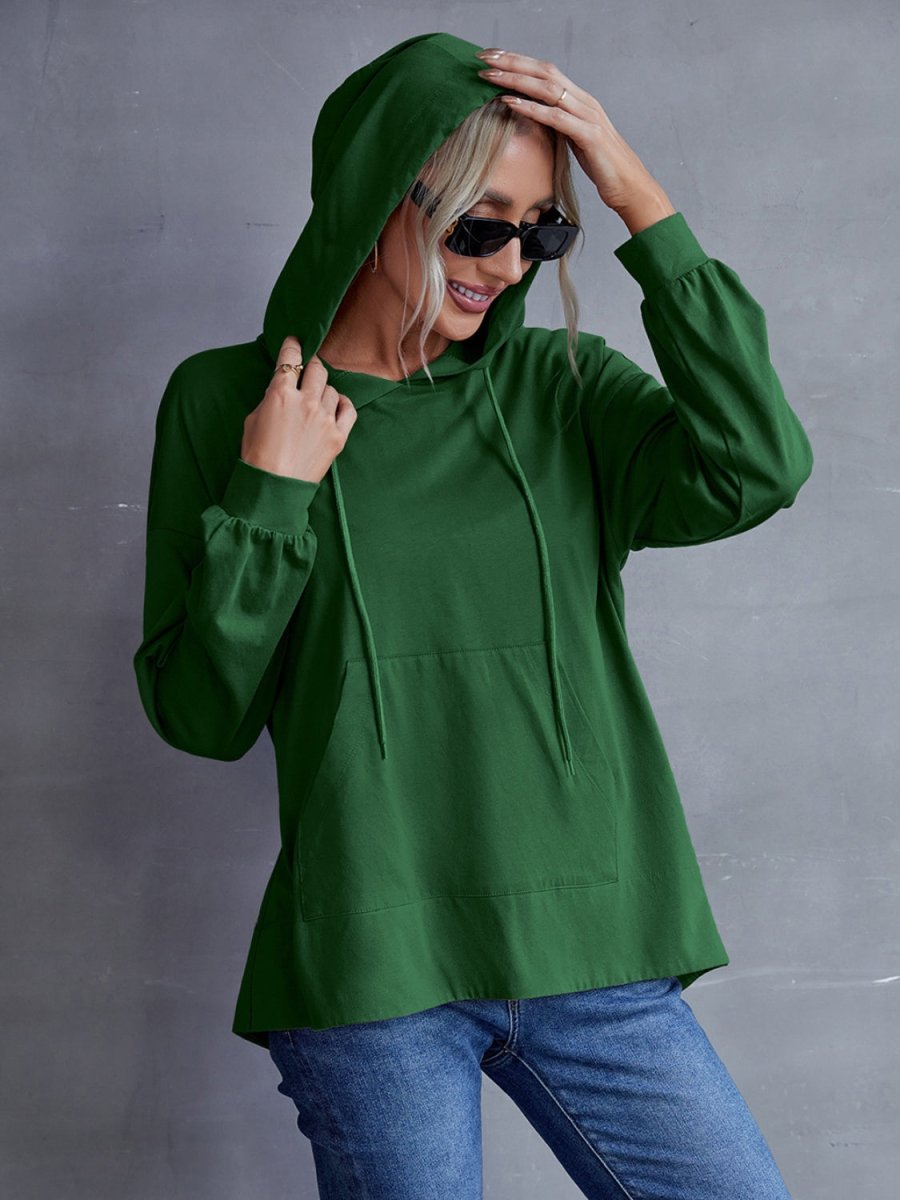 Drawstring Pocketed Dropped Shoulder Hoodie - Body Central