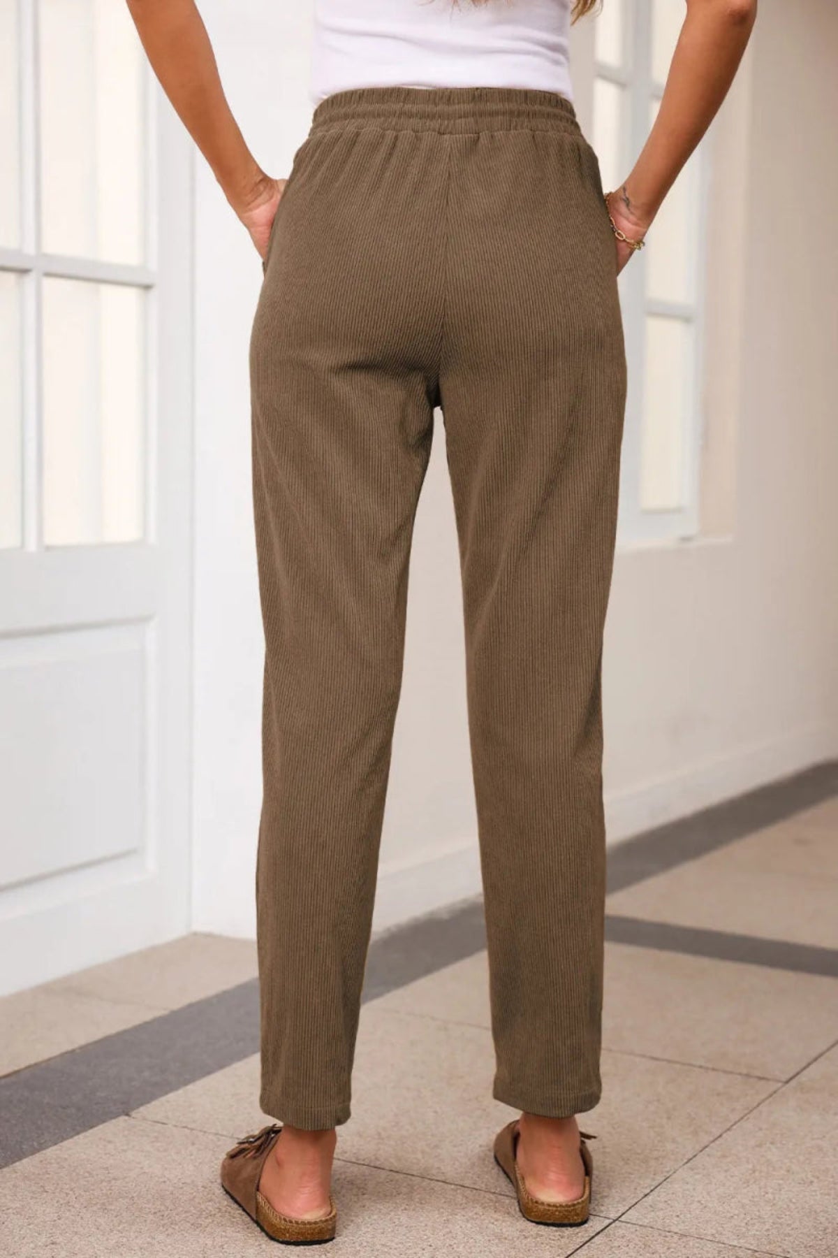 Drawstring Straight Pants with Pockets - Body Central