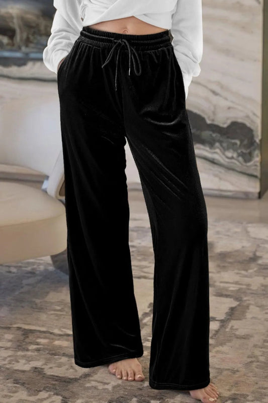 Drawstring Waist Wide Leg Active Pants - Body Central