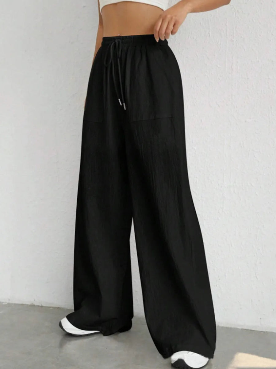 Drawstring Wide Leg Pocketed Pants - Body Central
