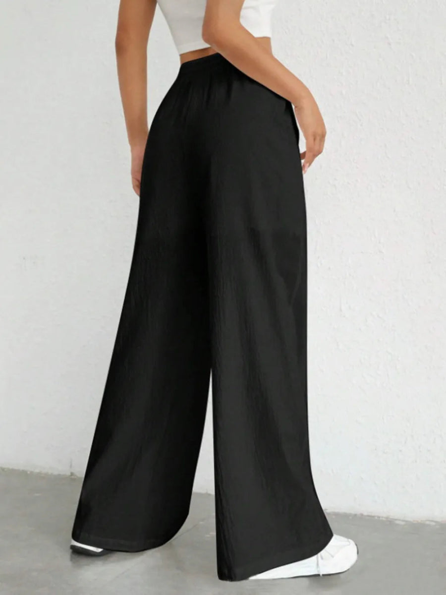Drawstring Wide Leg Pocketed Pants - Body Central