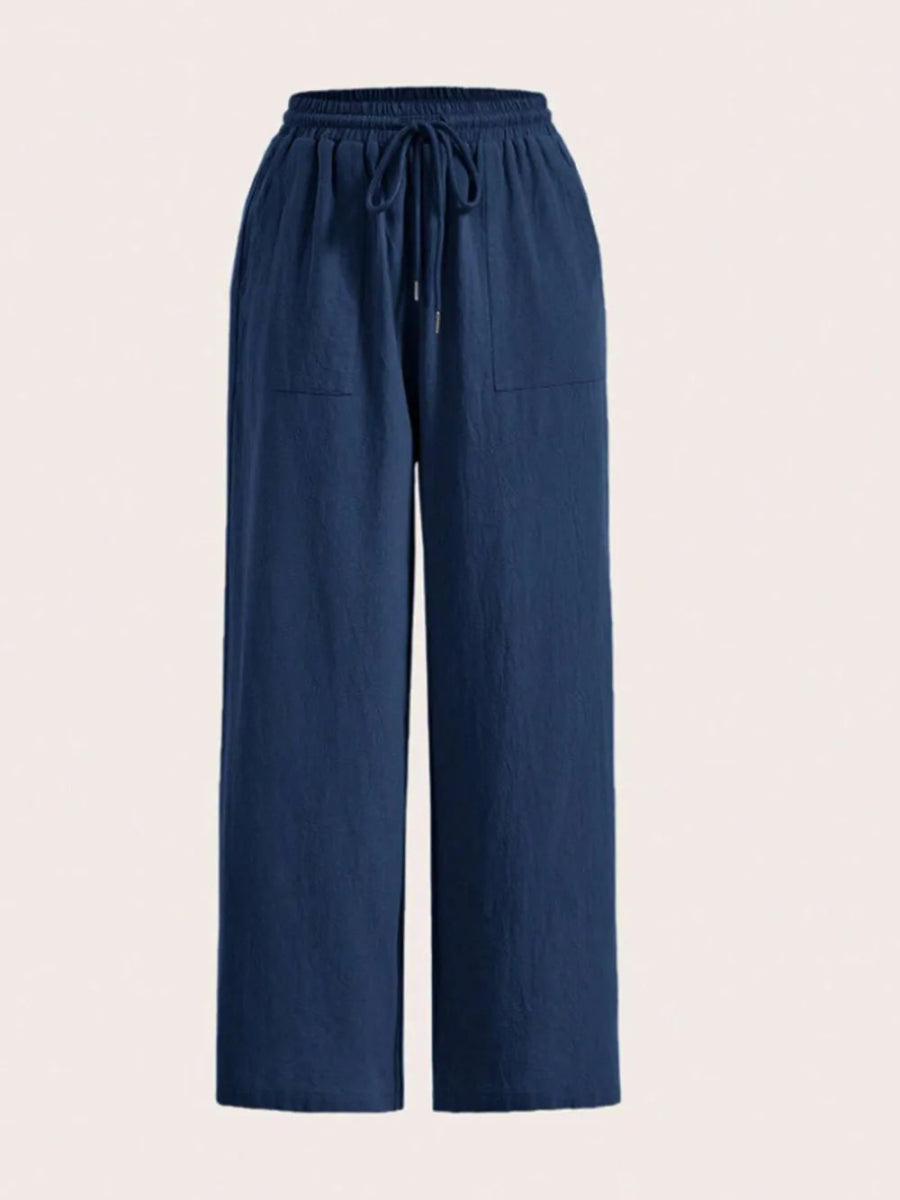 Drawstring Wide Leg Pocketed Pants - Body Central