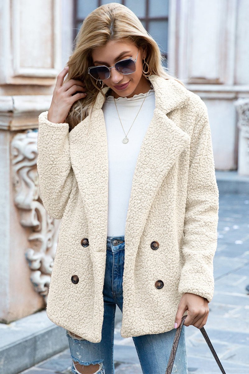 Lapel Collar Sherpa Coat - Body Central