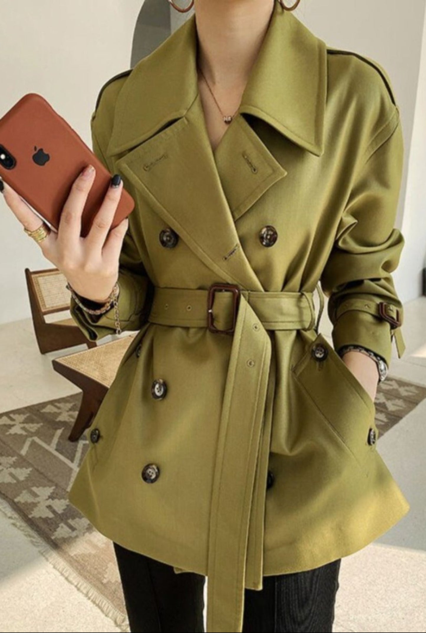 Long Trench Double Breasted Windbreaker Slimk Coat - Body Central