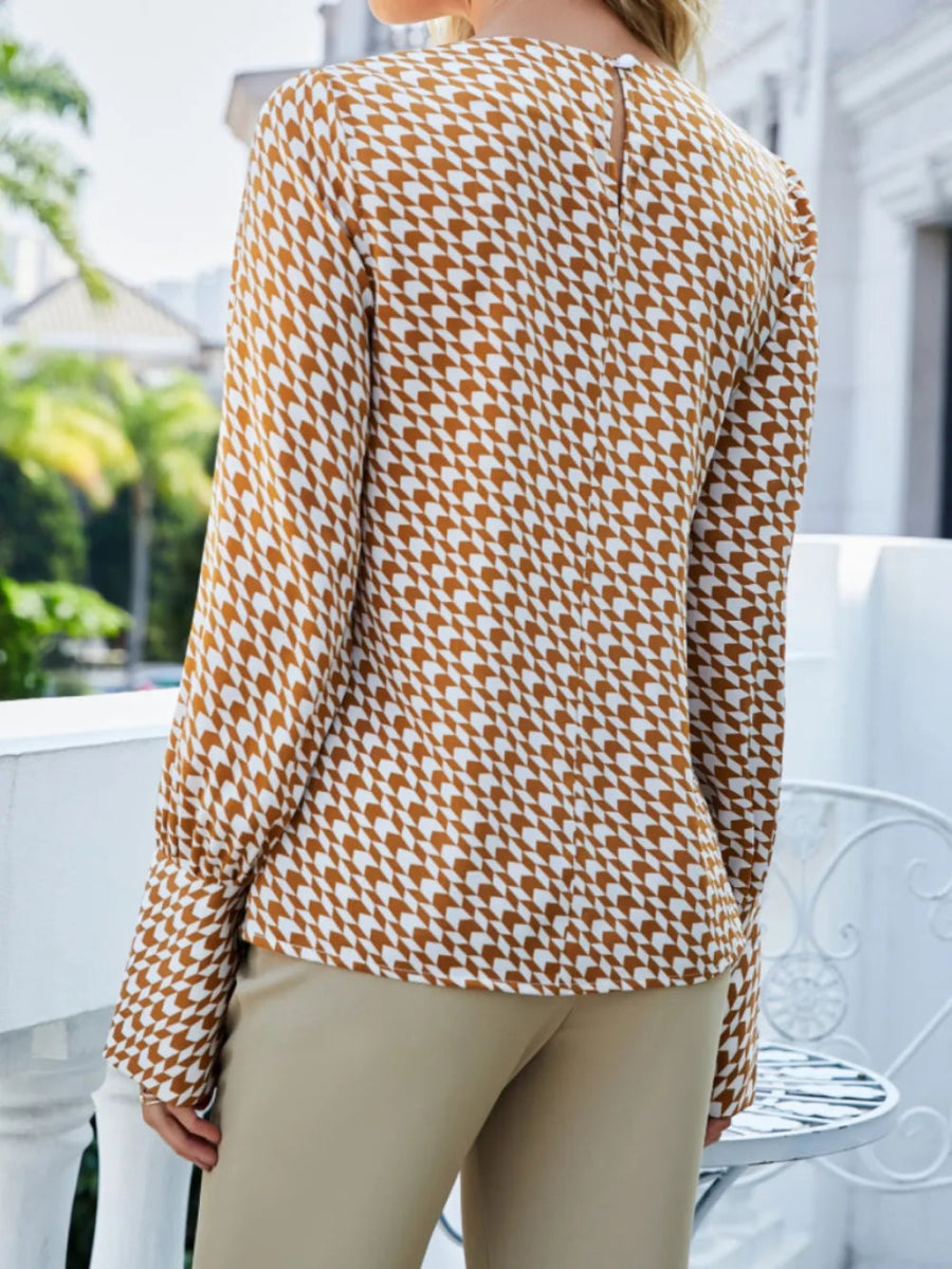 Chic Printed Long Sleeve Women's Blouse - Body Central