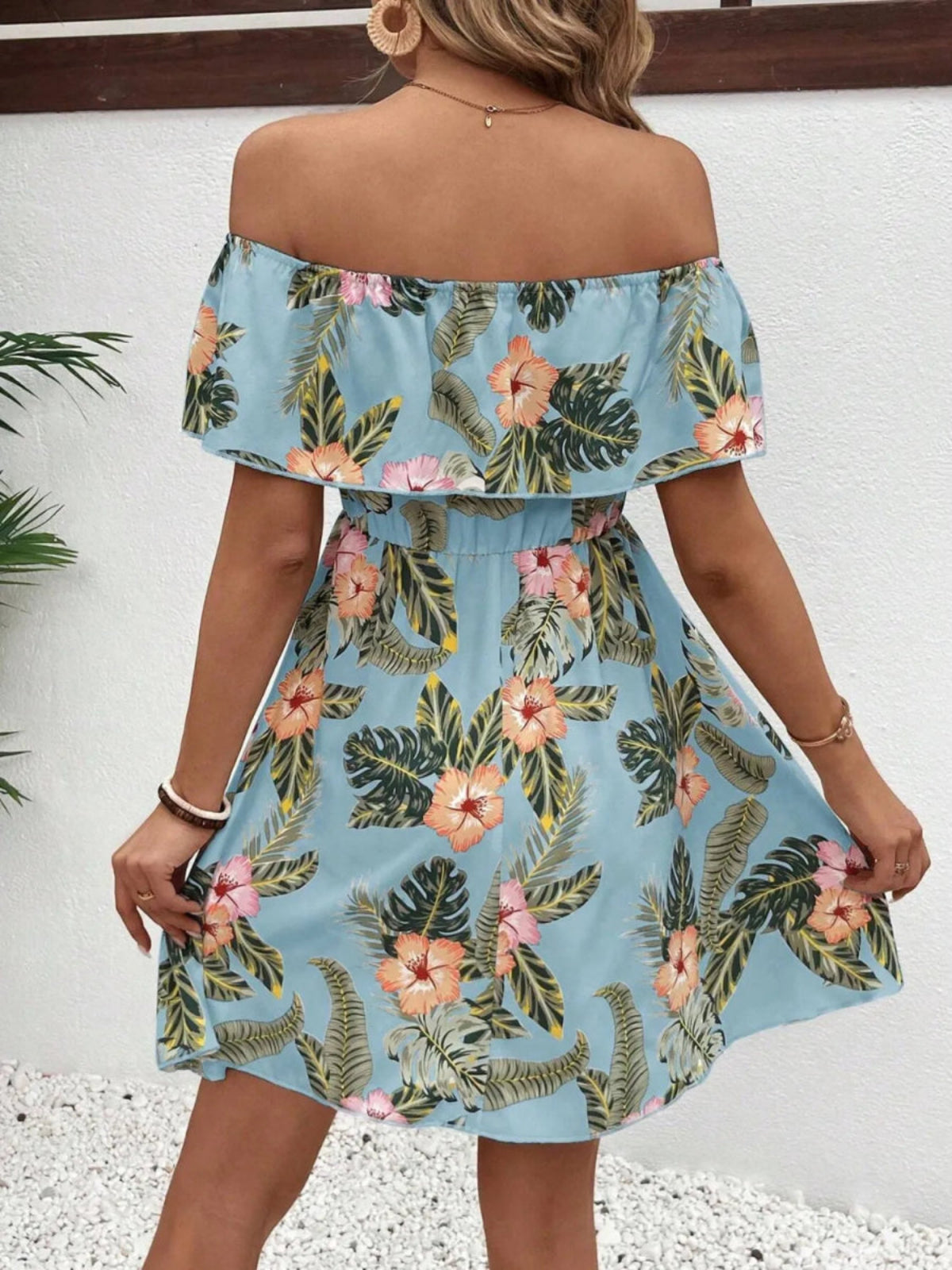 Printed Off Shoulder Mini Dress - Body Central