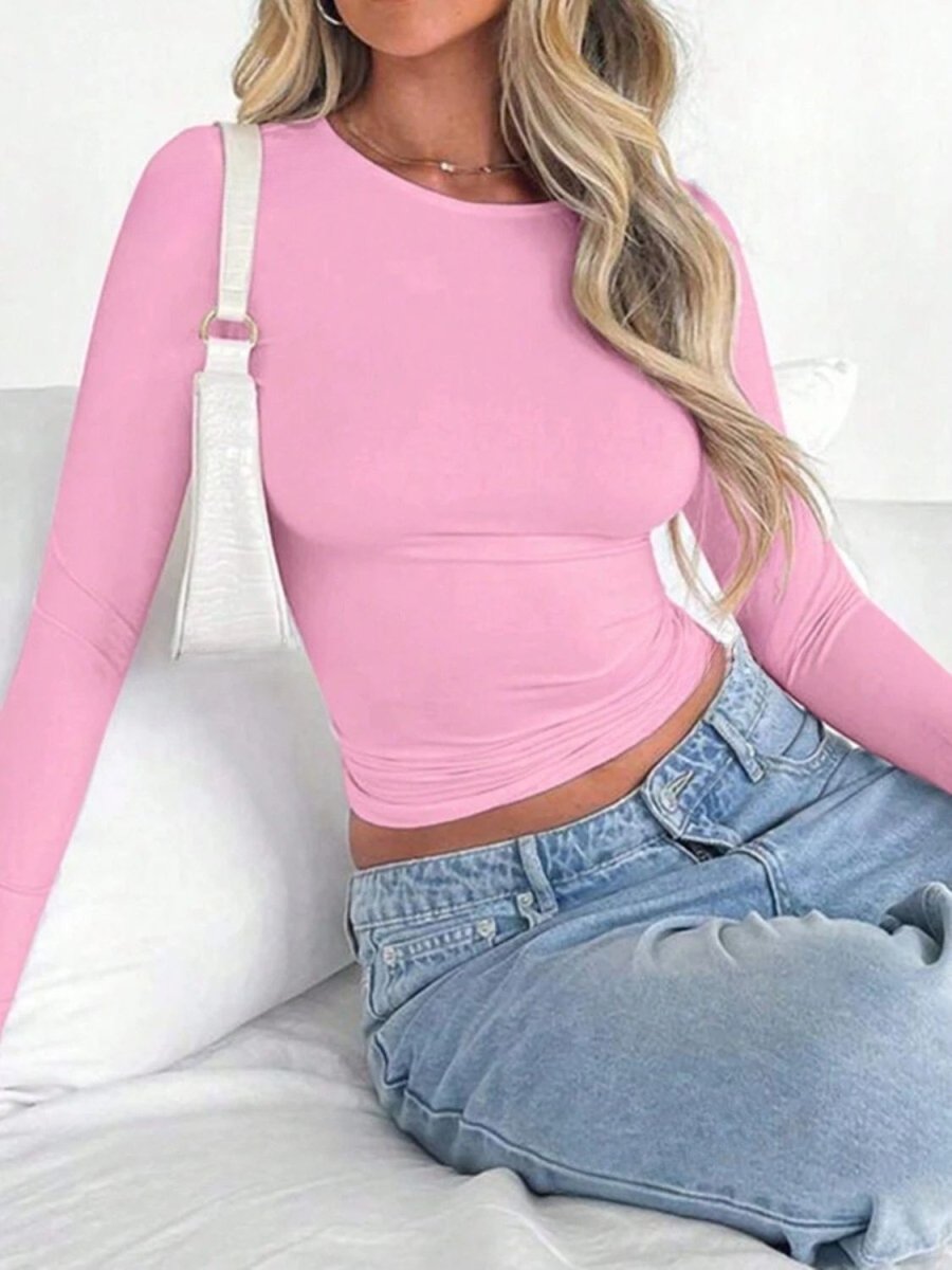 Round Neck Long Sleeve T-Shirt - Body Central
