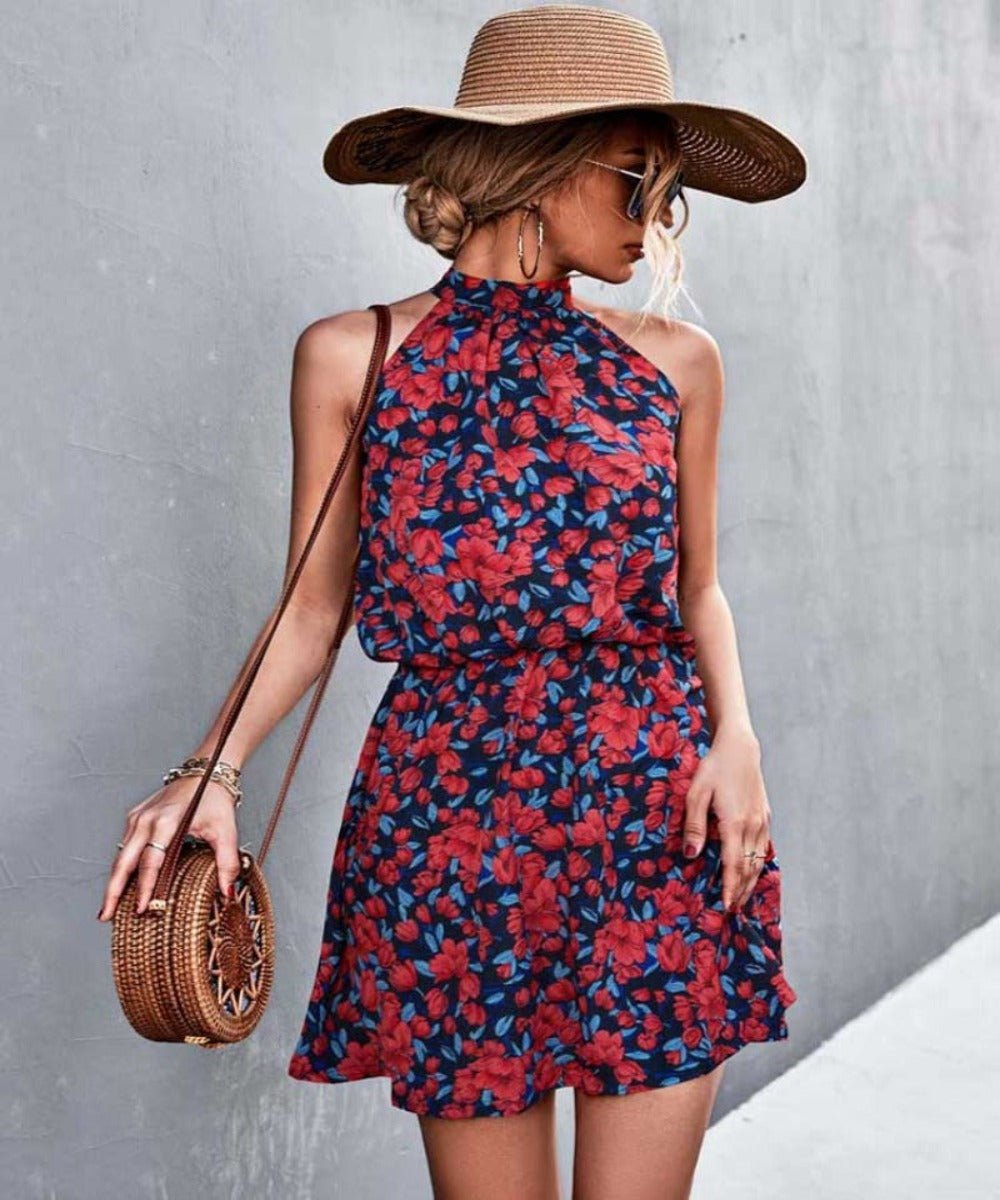 Short Mini Halter Boho Floral Dress - Body Central