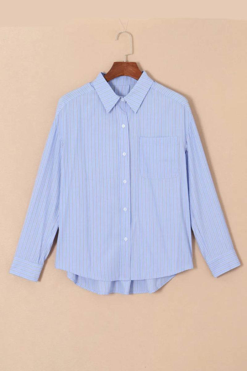 Striped Button Up Long Sleeve Shirt - Body Central