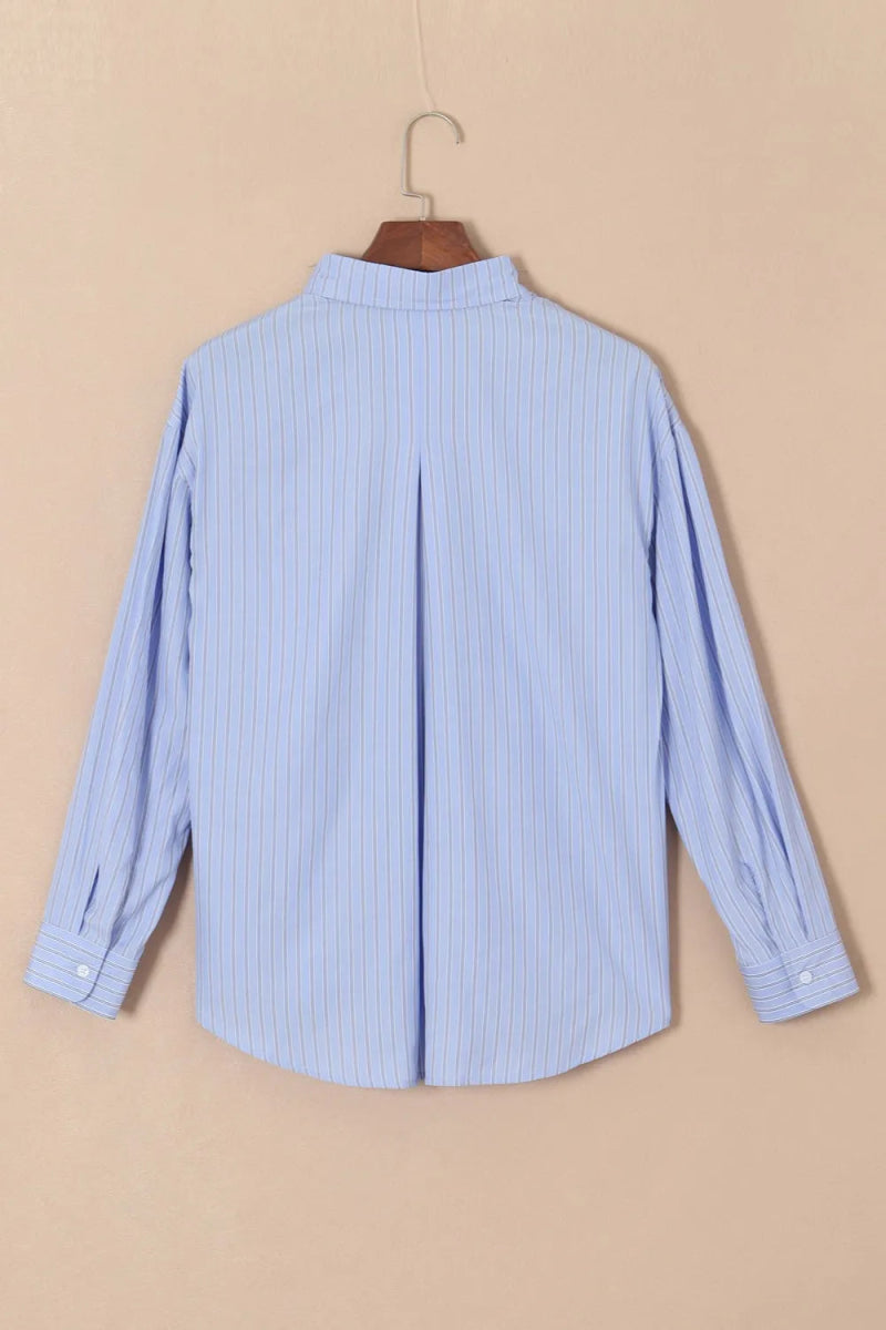 Striped Button Up Long Sleeve Shirt - Body Central