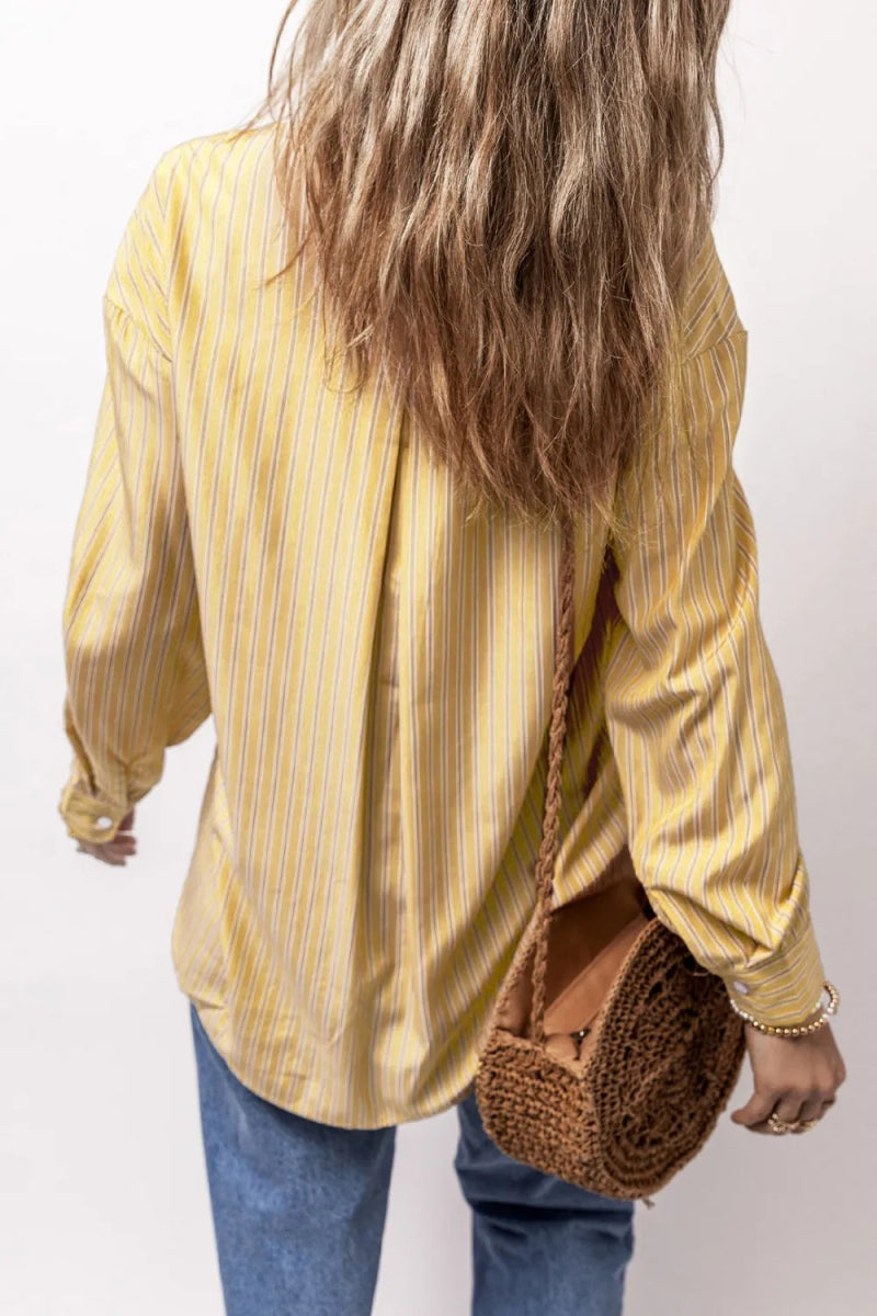 Striped Button Up Long Sleeve Shirt - Body Central