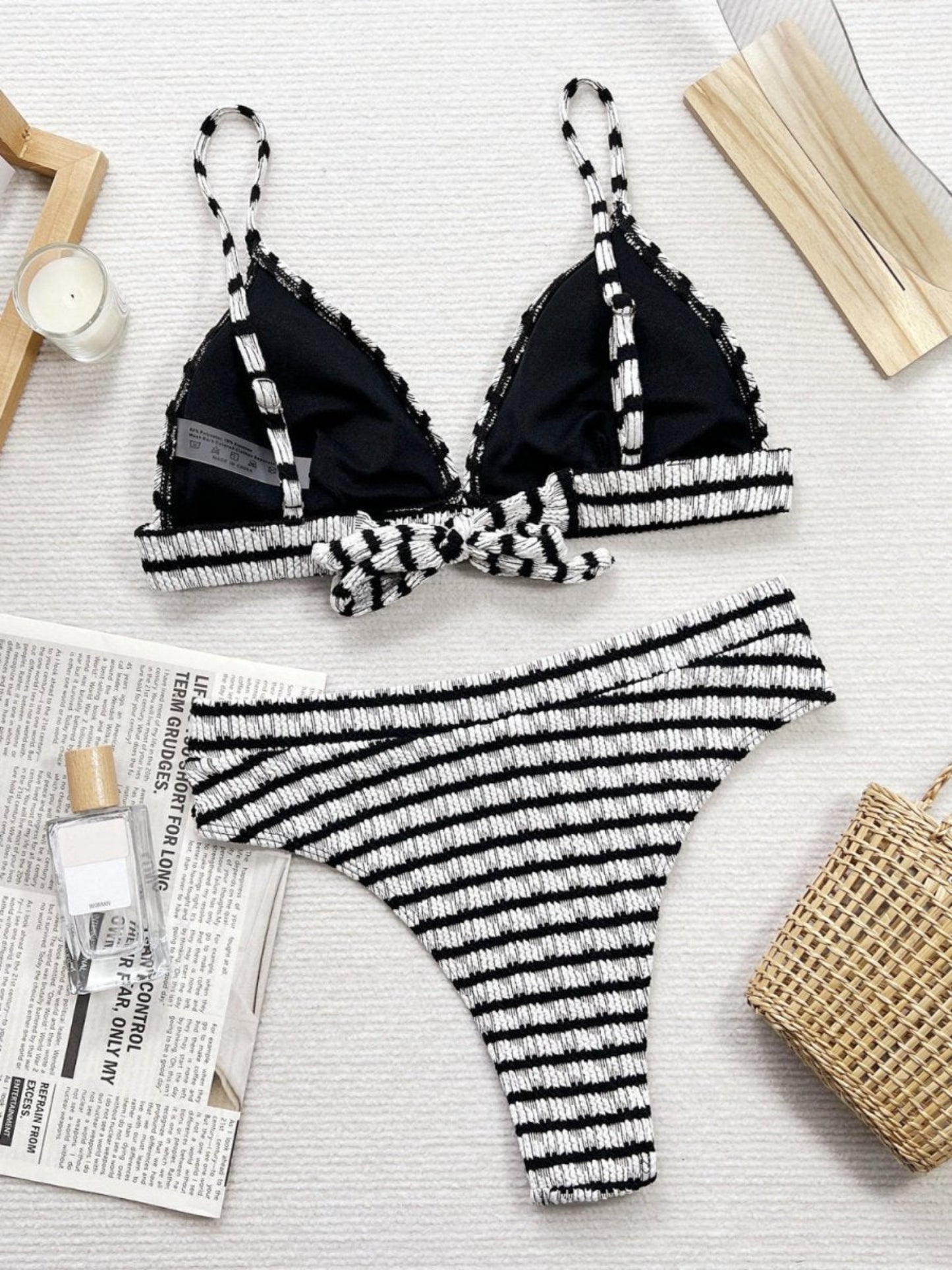 Striped V - Neck Two - Piece Swim Set - Body Central