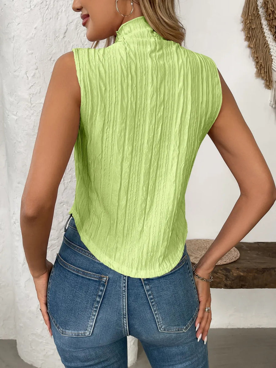 Texture Turtleneck Sleeveless Top - Body Central