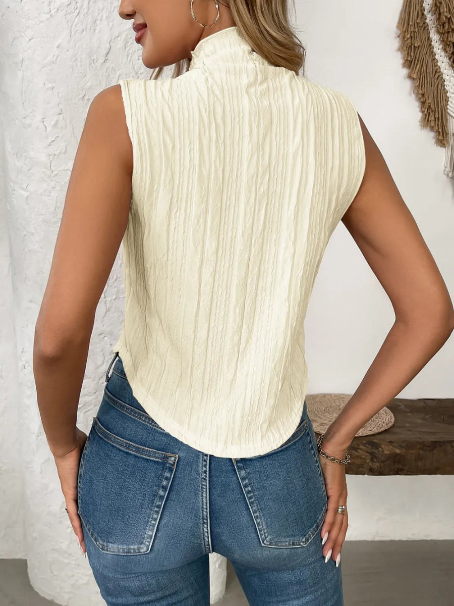 Texture Turtleneck Sleeveless Top - Body Central