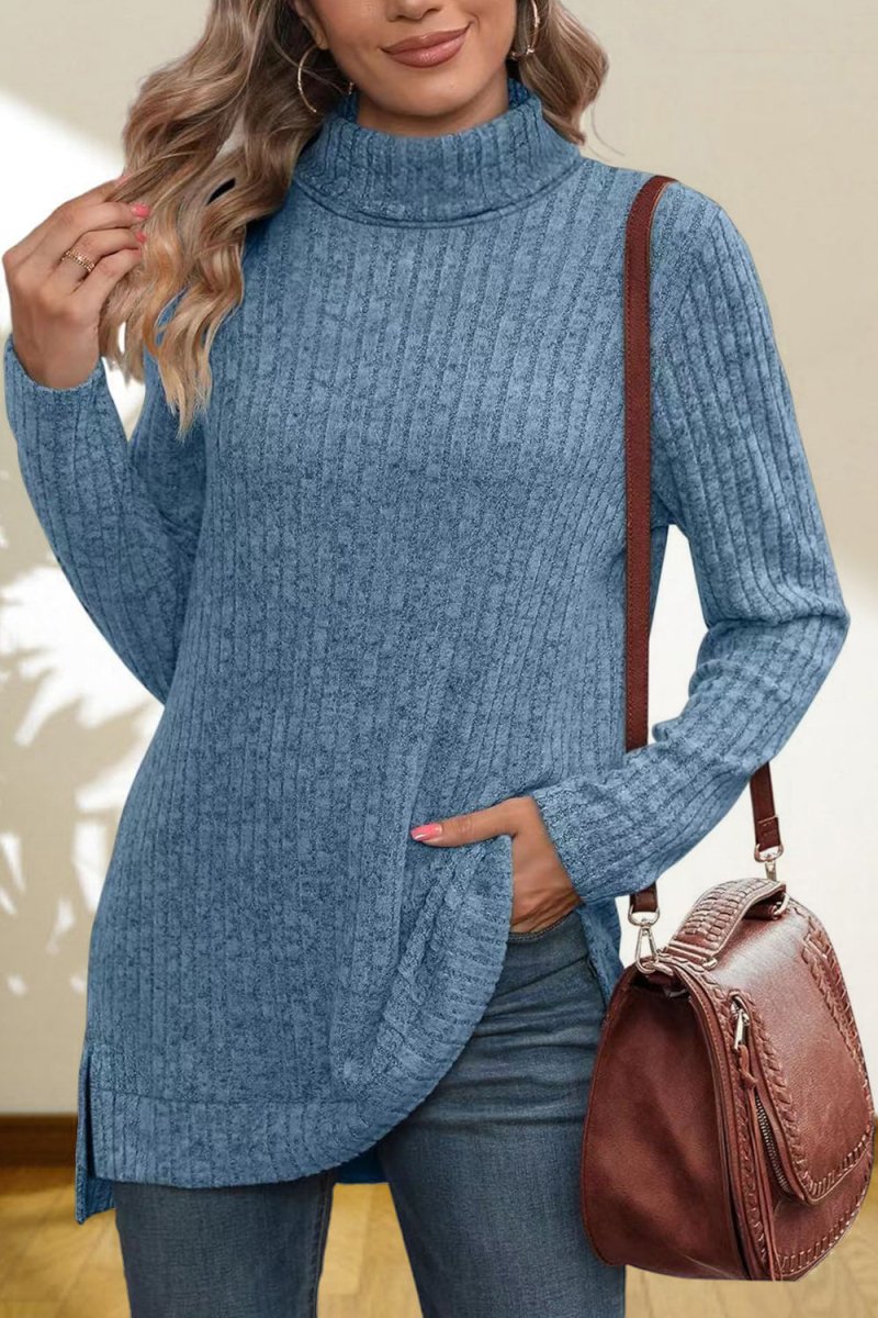 Turtleneck High Low Top - Body Central