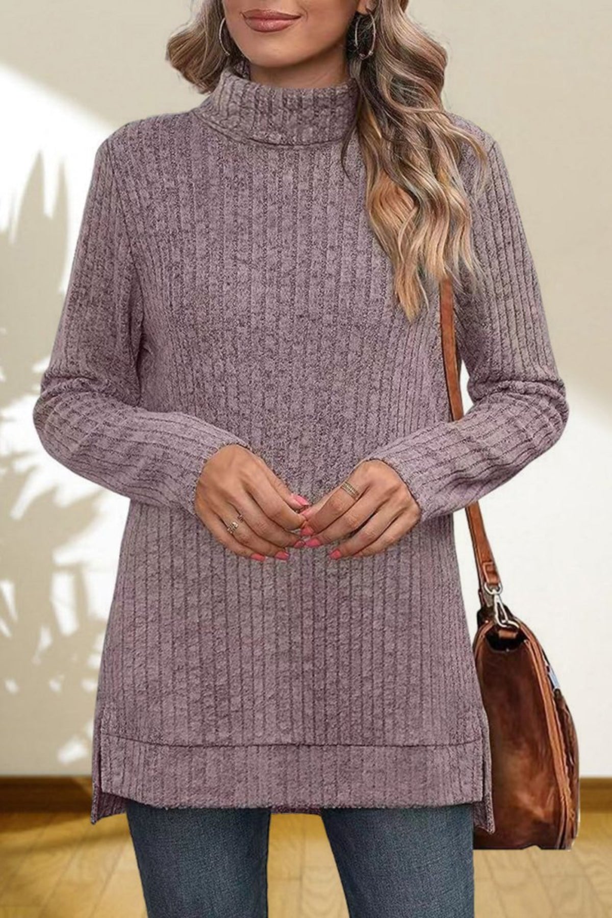 Turtleneck High Low Top - Body Central