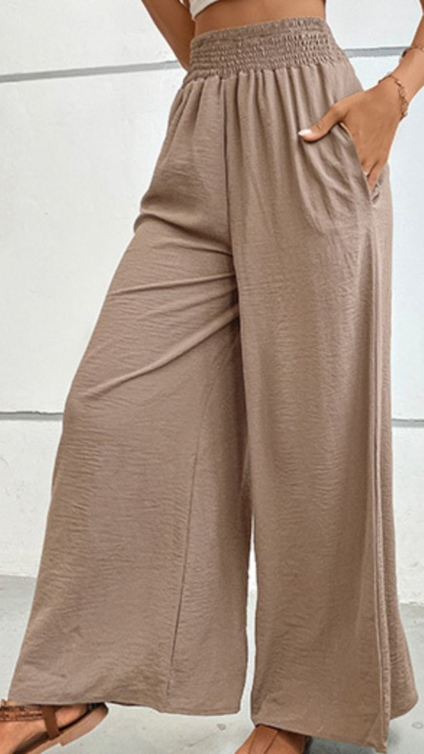 Wide Waistband Relax Fit Long Pants - Body Central
