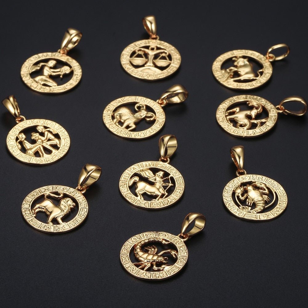 12 Horoscope Zodiac Sign Gold Pendant Necklace Jewelry - Body Central