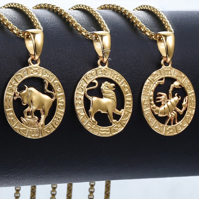 12 Horoscope Zodiac Sign Gold Pendant Necklace Jewelry - Body Central
