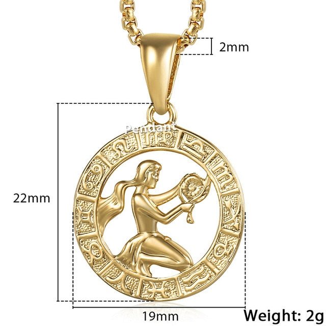 12 Horoscope Zodiac Sign Gold Pendant Necklace Jewelry - Body Central