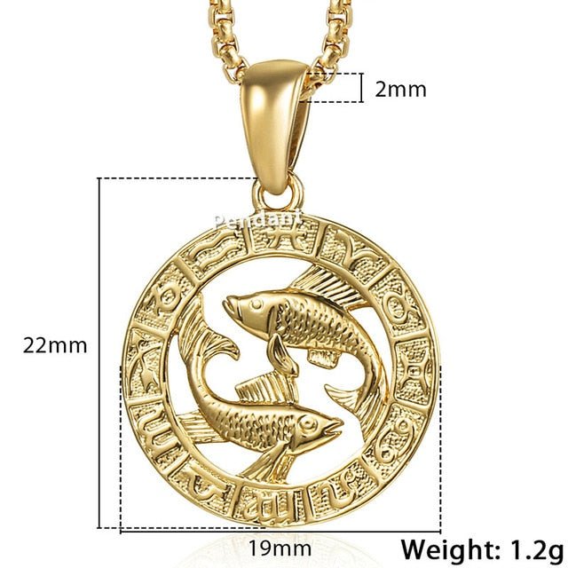 12 Horoscope Zodiac Sign Gold Pendant Necklace Jewelry - Body Central