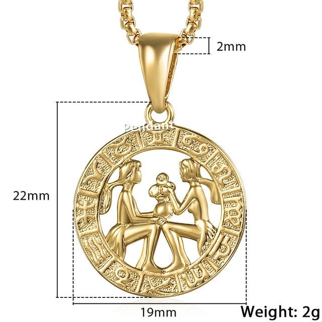 12 Horoscope Zodiac Sign Gold Pendant Necklace Jewelry - Body Central