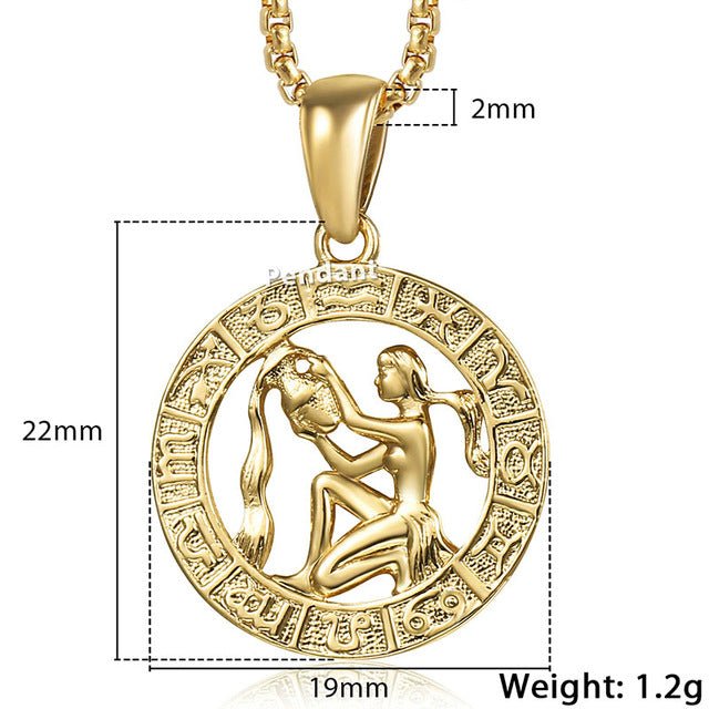 12 Horoscope Zodiac Sign Gold Pendant Necklace Jewelry - Body Central